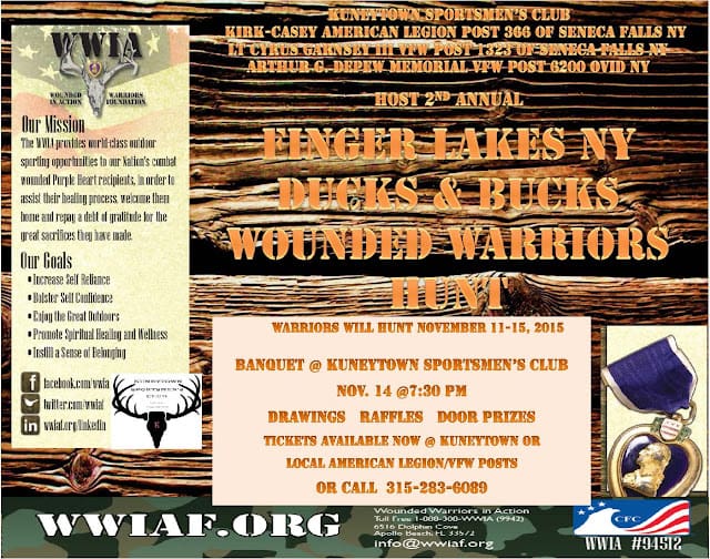 Flyer for Finger Lakes wounded warriors hunt