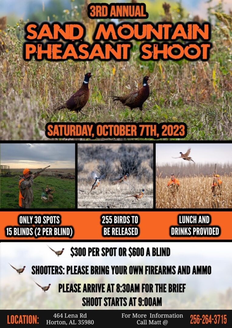 AL Pheasant Shoot banner on the display