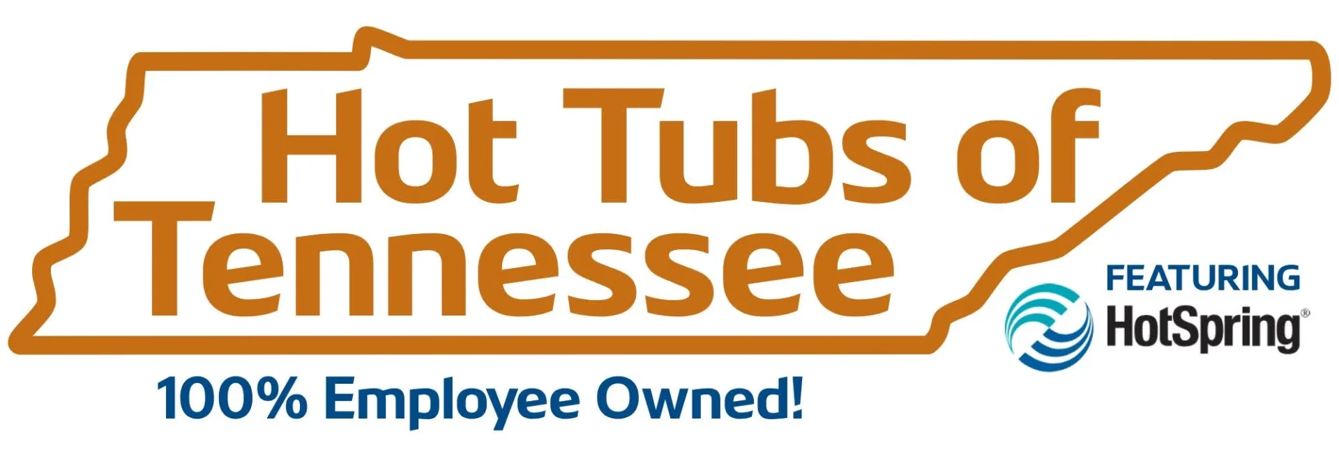 White Tennessee outline logo featuring HotSpring emblem