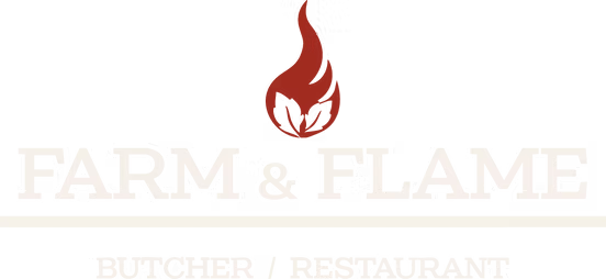 Farm & Flame logo with flame icon.