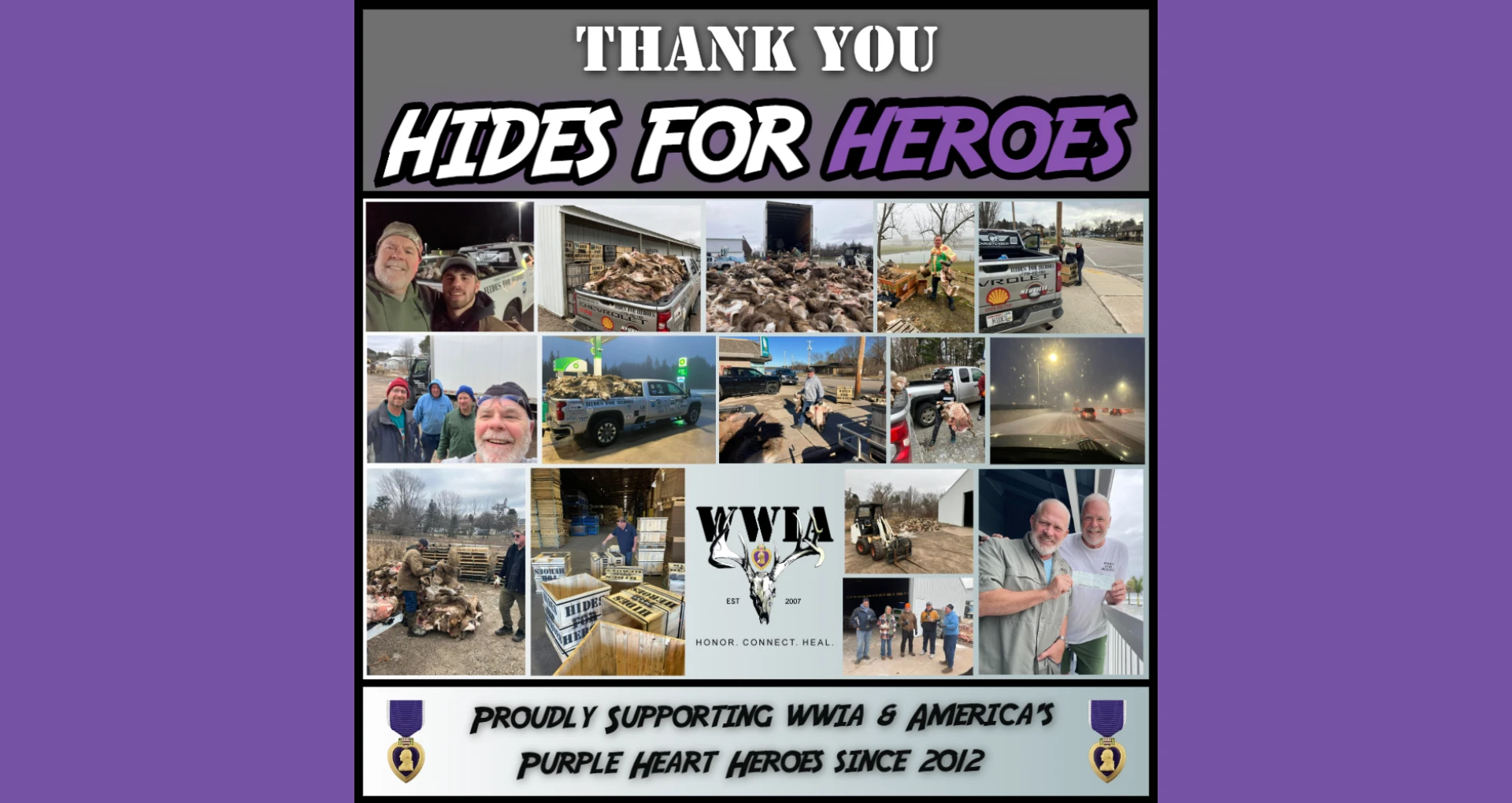 Collage supporting WWIA and Purple Heart heroes