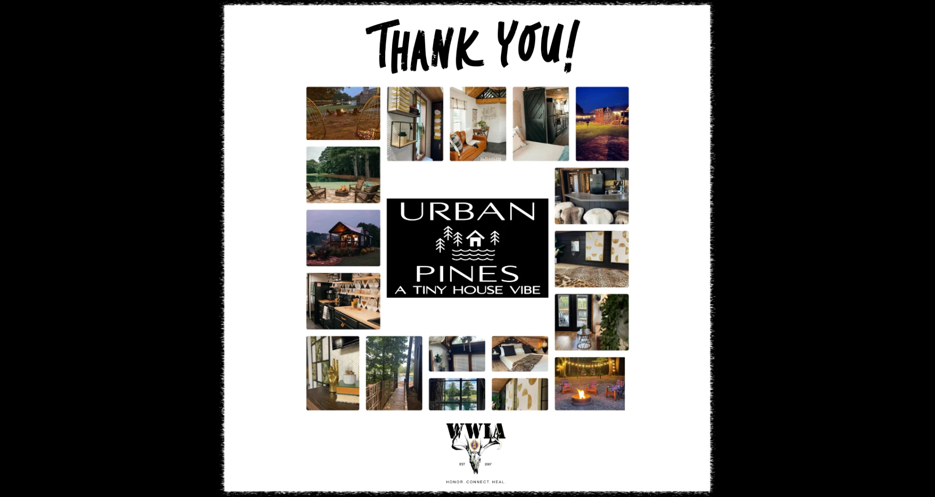 Collage of tiny house images and text