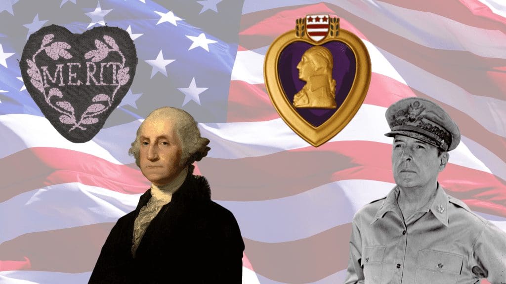 Historical figures with American flag and medals Wounded Warriors in Action Foundation Historical figures with American flag and medals