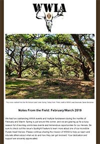 Newsletter featuring forest scenery and WWLA logo