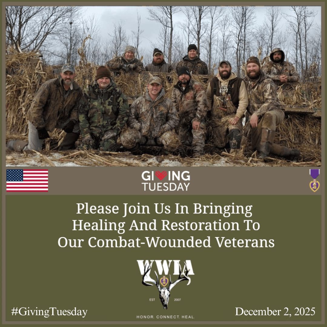 Group of veterans outdoors in winter setting