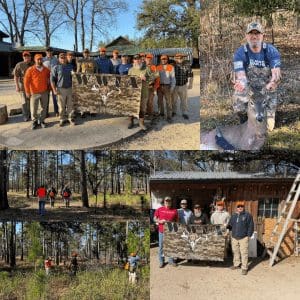 Group hunting trip with deer and forest scenes