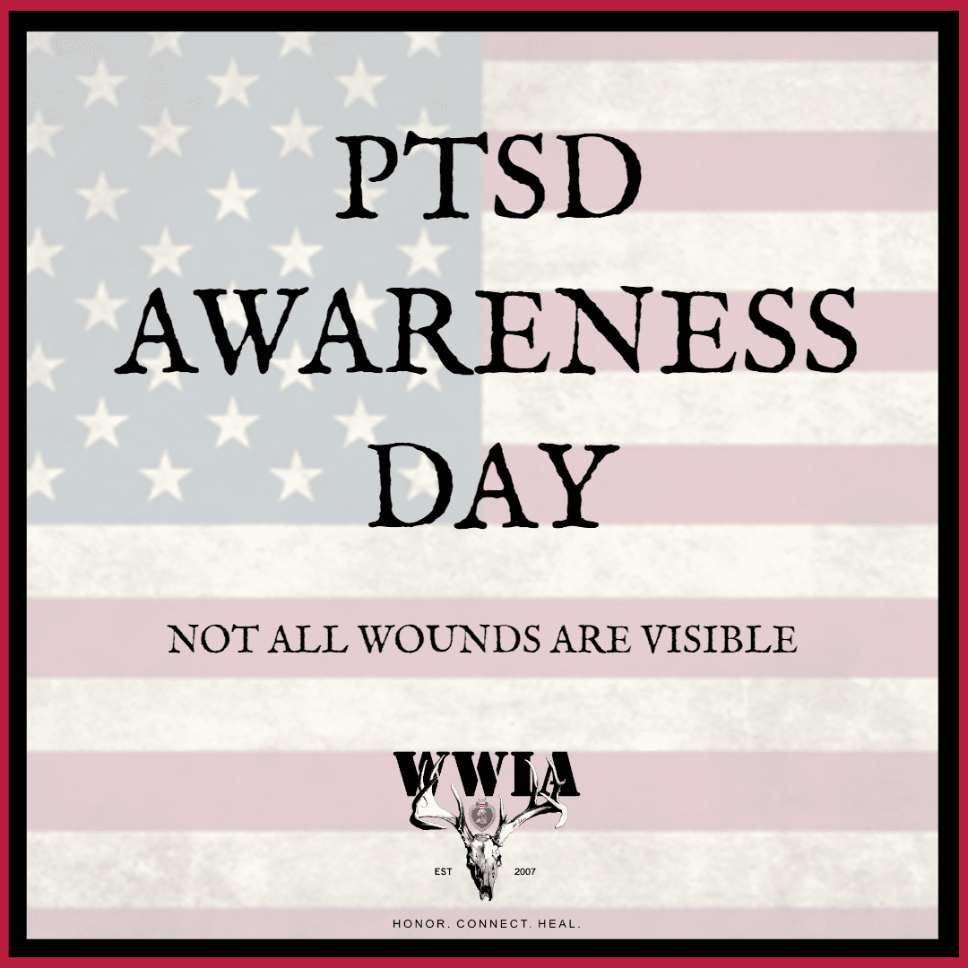 PTSD Awareness Day banner with American flag