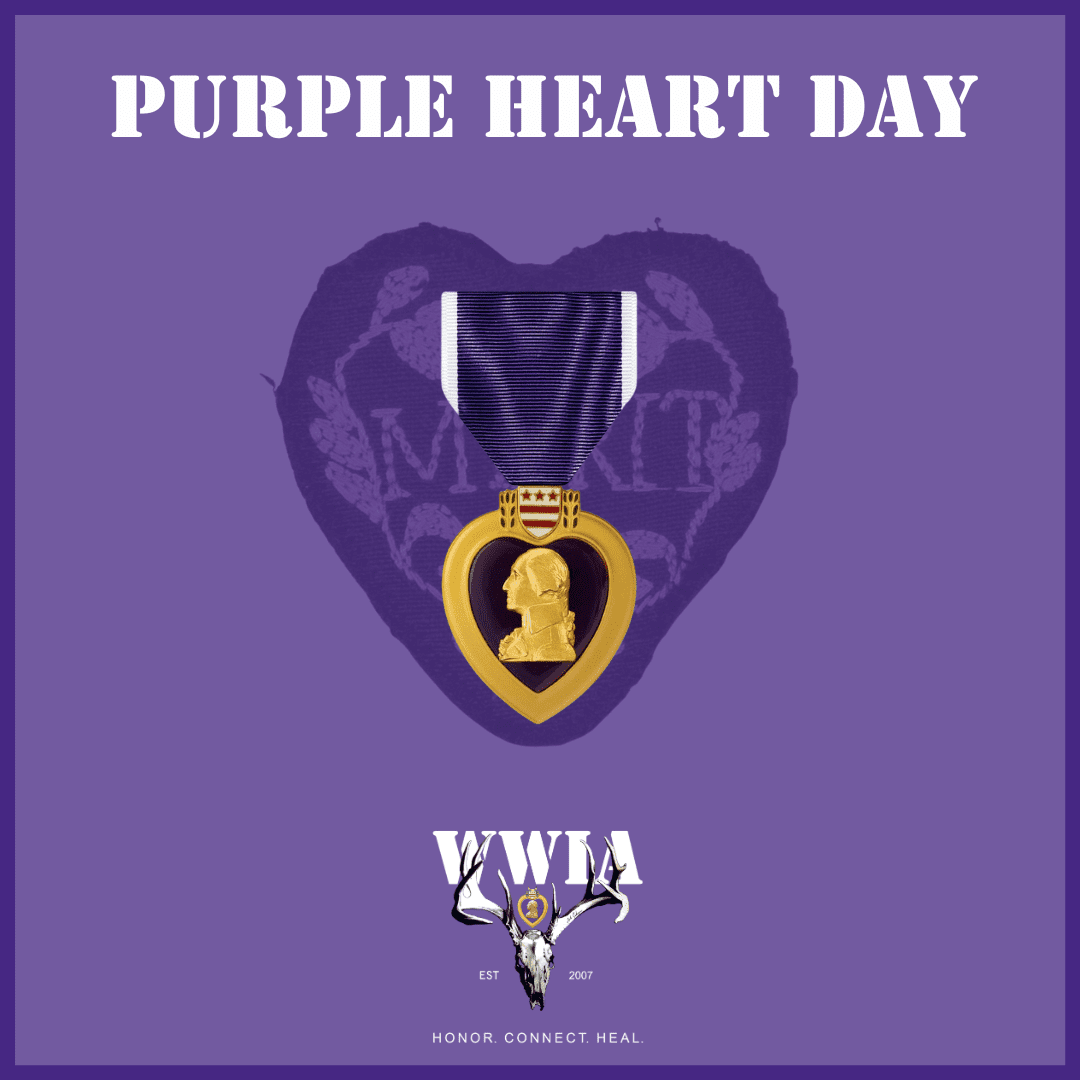 Purple Heart medal on purple background